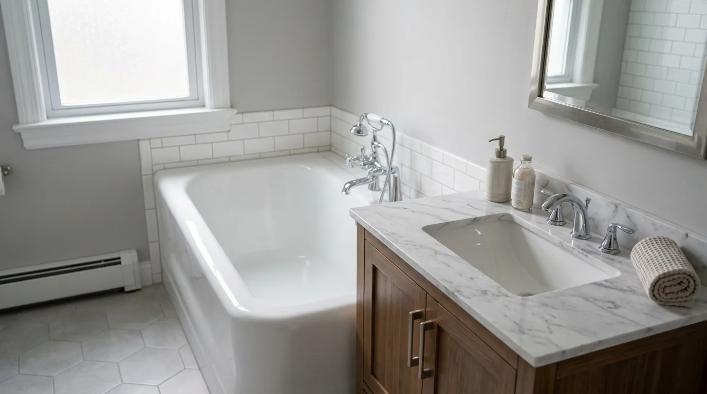The finished result of professional tub refinishing: the completed work looking clean, correct and — Abilene, TX